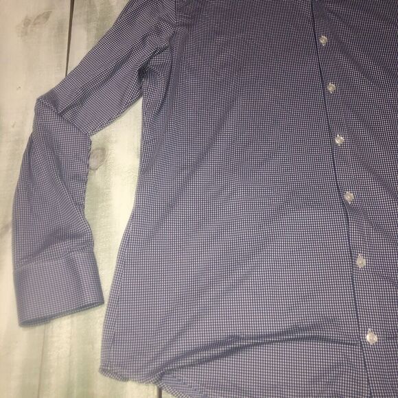 Mizzen Main Men's Large Blue Classic Fit Leeward Performance Check Button Up - Picture 5 of 11